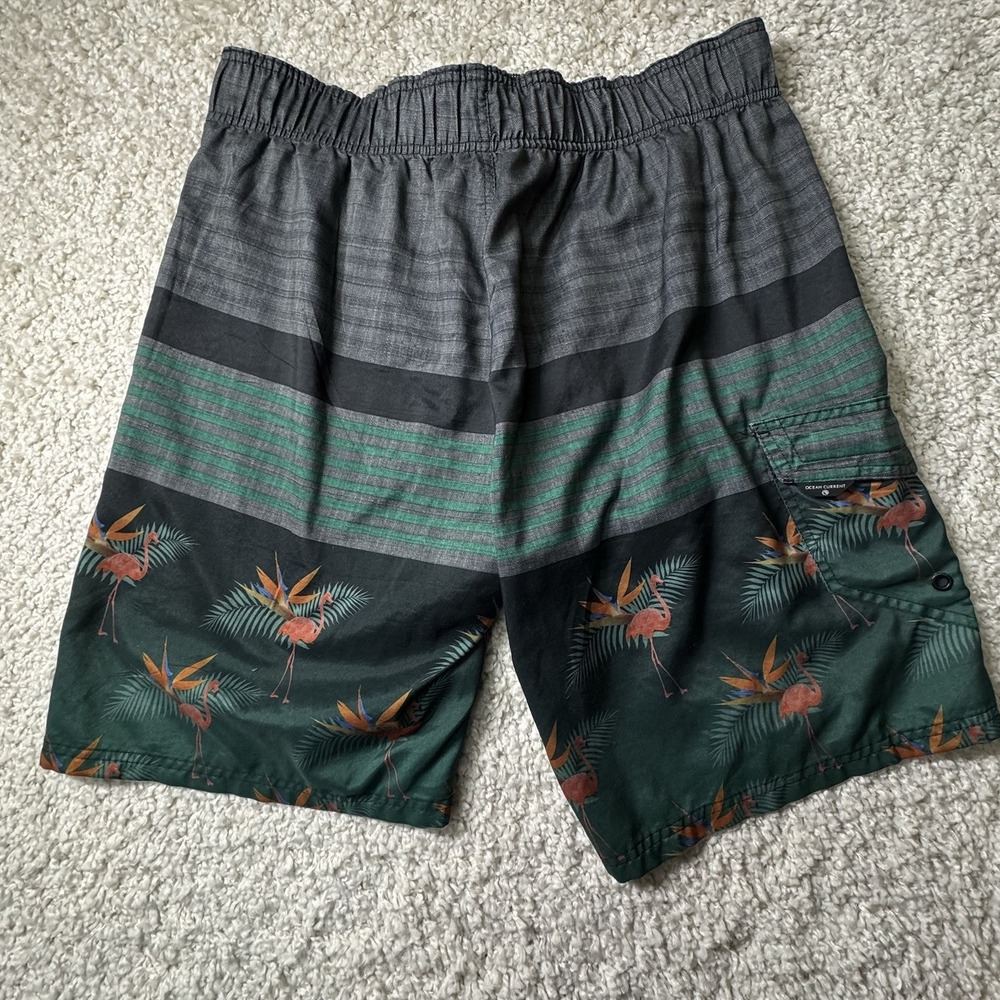 OCEAN CURRENT Swim Trunks Mens XL Tropical Flamingo Shorts‎ Lined Mesh